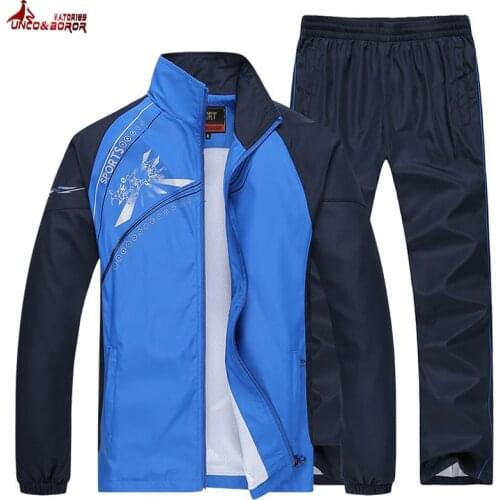 New Mens Set Spring Autumn Outwear Sportswear 2 Piece Sets Sports Suit sudaderas Jacket+Pant Sweatsuit Male Tracksuit Clothing