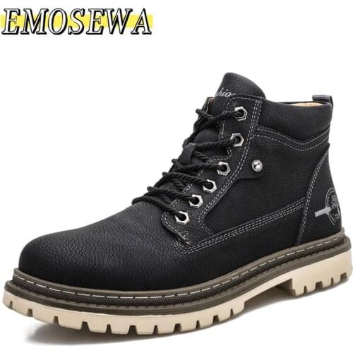 2021 Genuine Leather Ankle Snow Boots Men Shoes Sneakers Motorcycle Winter Warm Plush Casual Comfort Footwear Chaussure Booties