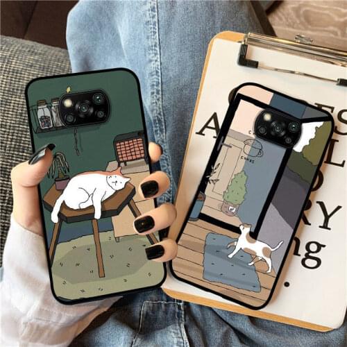 For Xiaomi Pocophone Poco X3 NFC Case Soft TPU Cartoon painting Cat Slim protective Back Cover case for xiaomi poco x3 x3nfc