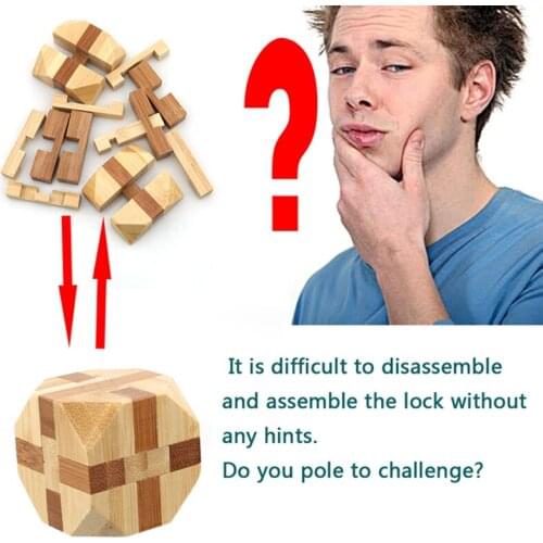 2021 New Design Brain Teaser Kong Ming Lock 3D Wooden Interlocking Burr Puzzles Game Toy For Adults Kids
