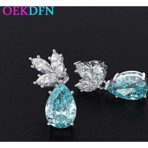 OEKDFN 100% 925 Sterling Silver Earrings Created Moissanite Gemstone Drop Dangle Earrings Women Luxury Fine Jewelry Wholesale