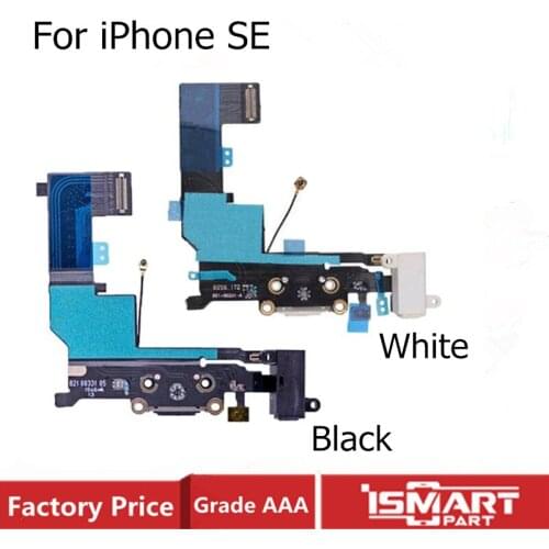 Original For iPhone SE Charging Port Dock Connector Audio Jack Earphone USB Charge Flex Cable Black/ White