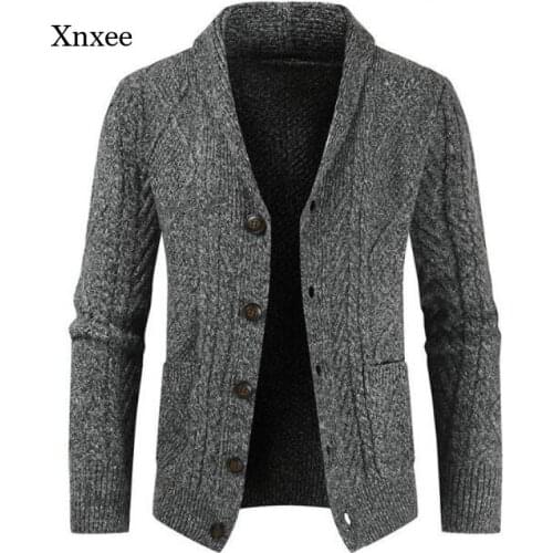 Autumn and Winter Mens New Chain Knit Cardigan Fashion Loose Padded Jacket Sweater