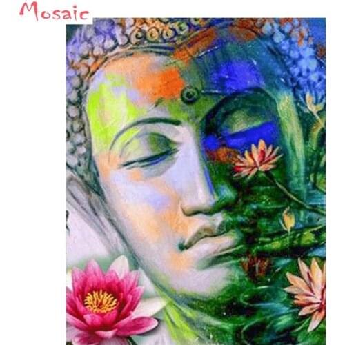 Full Square Diamond Painting buddha lotus 3d Cross Stitch Needlework Home Decorative 5d diy Diamond Embroidery sale ARTS
