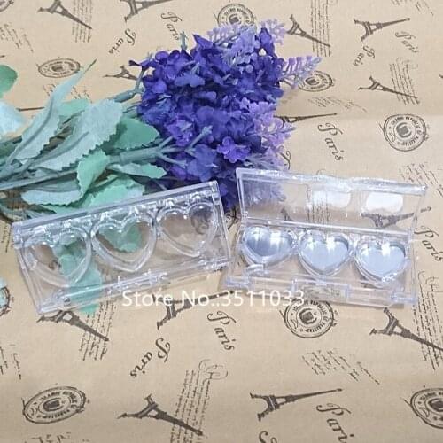 50pcs Transparent Plastic Heart Shape Cosmetic Blusher Case DIY Empty Eyeshadow Powder Compact Empty Lipstick Container Box