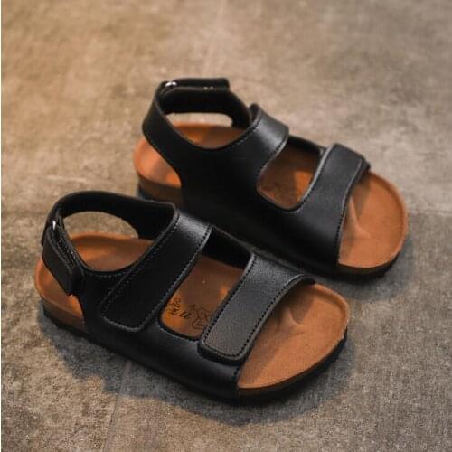 New Summer Kids Sandals Boy Girls Fashion Student Pu Leather Children Beach Sandals Non-slip Casual Flat Sandals Comfortable