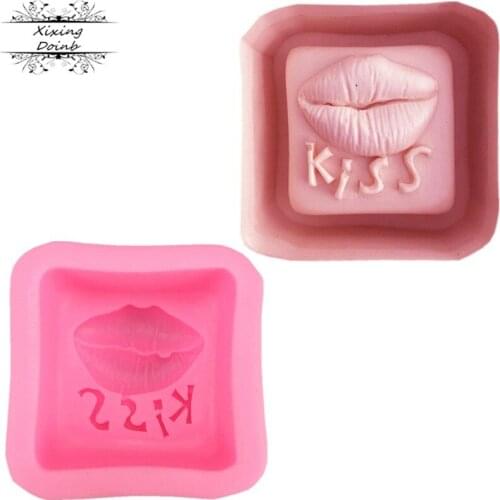 1Pcs Lips kiss silicone molds for plaster, fondant cake molds soap chocolate mould for the Kitchen Baking Accessories