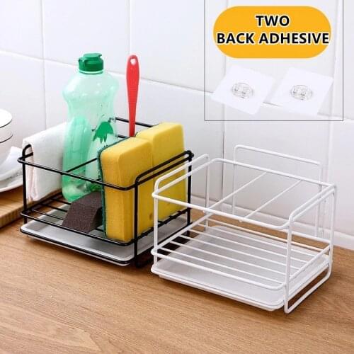 Sink Drain Rack Rag Steel Ball Drain Basket Kitchen Sponge Wiping Arrangement Rack Bottle Shelf Rag Hanger Hook Accessories