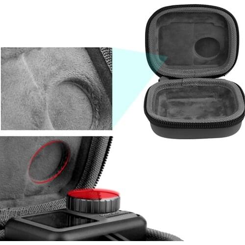 SUNNYLIFE Scratchproof Wear Resistant Waterproof PU Leather Carrying Case Storage Bag with Carabiner for DJI OSMO ACTION Camera