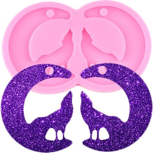 Super Glossy Moon Wolf Earrings Epoxy Craft Silicone Molds DIY Necklace Jewelry Making Mold Keychain Resin Moulds