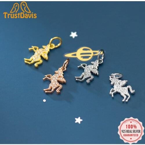 Trustdavis 2021 Fashion Real 925 Sterling Silver Sweet Animal Pegasus CZ Charm Pendant Handmade DIY Accessories Wholesale DZ198