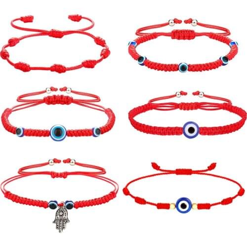 Turkish Evil Eye Bracelet For Women Men khamsah Hand Handmade Red Black Rope Chain charm Bracelet Lucky amulet Friends Jewelry