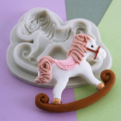 Rotating Small Horse Silicone Mold Fondant Mould Cake Decorating Tools Chocolate Gumpaste Mold, Sugarcraft, Kitchen Accessories