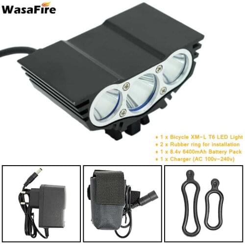 WasaFire 6000 Lumen T6 LED Bicycle Lamp Super Bright Rainproof 4 Modes MTB Road Bike Front Light 18650 Battery Cycling Headlight
