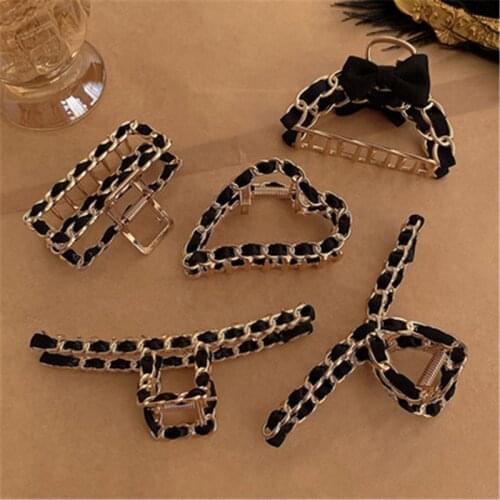 Chain Hair Claw Clip Clamp For Women Girl Alloy Geometric Bow Knot Korean Handmade Fashion Head Accessories Mujer Wholesale
