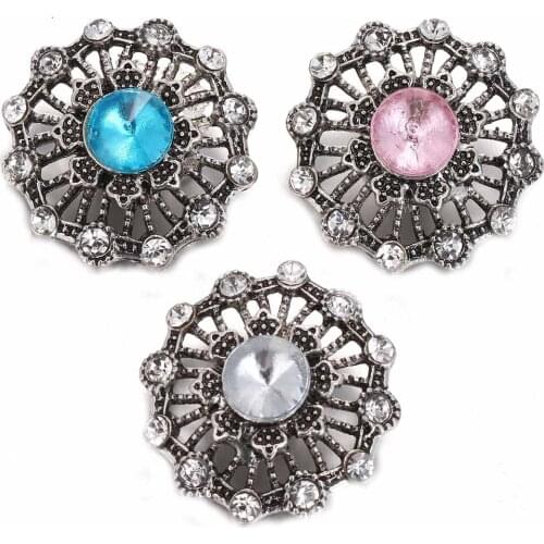 10pcs/lot New Rhinestone Flower Snap Button Jewelry DIY Ginger Charms Fit Metal Snap Button Bracelet Watches Snaps Jewelry