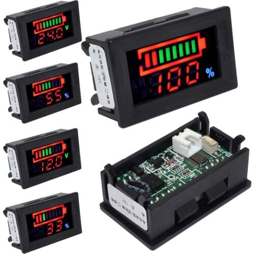 10pcs/lot New Universal 12-70V Acid Lead Battery Indicator Battery Capacity Tester LED Digital Voltmeter Free Shipping 10001226