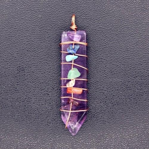 100-Unique Classic Rose Gold Color Wire Wrap Sword Shape Pendant Natural Purple Amethysts Jewelry