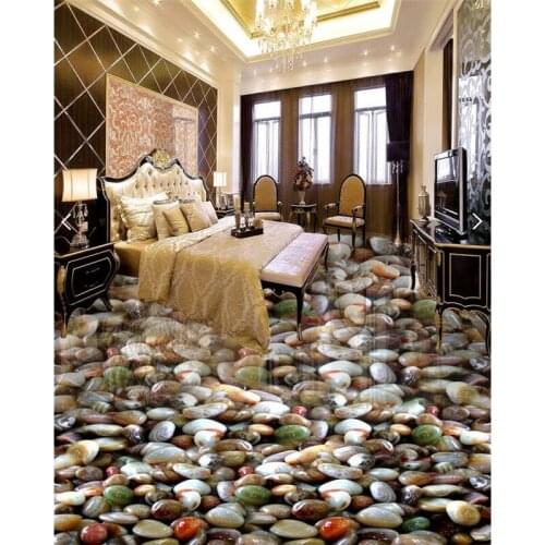 Beibehang 3D wall sticker HD color pebbles Waterproof Bathroom Floor painting kitchen balcony PVC Wall paper Self-adhesive Floor