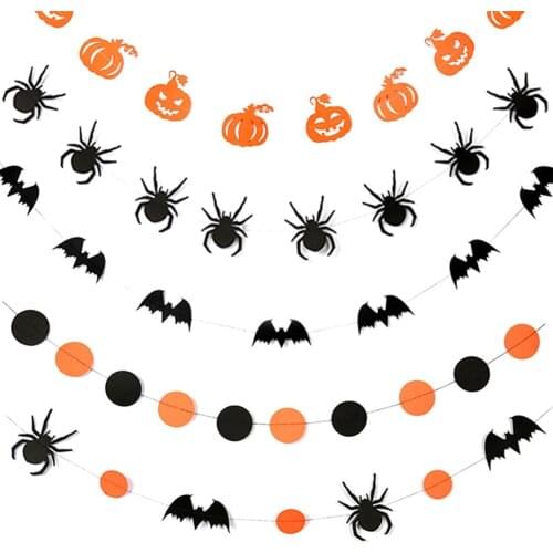 4M Spider Bat Pumpkin Paper Flower Decoration Halloween Flower Hanging Decoration Add Fun Excitement To Celebrations Halloween