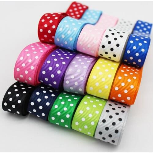 5 Meter/Lot Mixed Color 5/8 Inch 16MM Polka Dots Printed Grosgrain Ribbon For Kids' Head Wear Crafts Clothes DIY Accessories