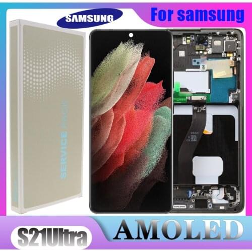 6.8'' SUPER AMOLED LCD For Samsung Galaxy S21 Ultra 5G G998F G998F/DS LCD Display Touch Screen Digitizer Replacement with frame