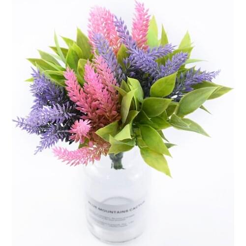 6PCS Plastic lavender bouquet vases for home decor wedding decorative flower wreath christmas floristics cheap artificial plants