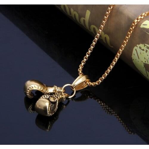 69HB Masculine Punk Stainless Steel Tyson Boxing Glove Chain Pendant Necklace Fitness