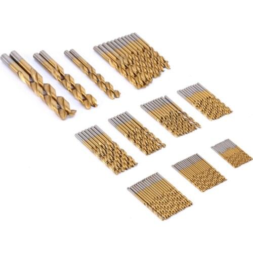 99Pcs/Set 1.5mm - 10mm Titanium Coated Drill Bits HSS High Speed Steel Drill Bit Set Power Tool High Quality