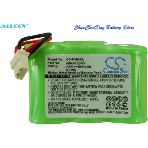 Cameron Sino 600mAh Battery for Radio Shack 239069,23956,3N270AA-MRX-R,433215,9601436, CLT3500, GESPCH06, For Walker W400, W9001