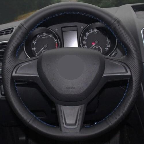 Car Products DIY Black Breathable Faux Leather Car Accessories Steering Wheel Cover For Skoda Yeti 2014 2015 2016 Rapid 2015