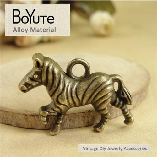 BoYuTe (40 Pieces/Lot) 21*31MM Antique Bronze Plated Zinc Alloy Zebra Horse Charms Pendants Diy Jewelry Accessories Parts