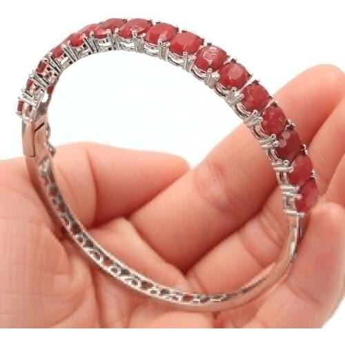 8x6mm Highly Recommend 15.6g Real Green Emerald For Sister Daily Wear 925 Sterling Silver Bangle Bracelet 9.0 inch