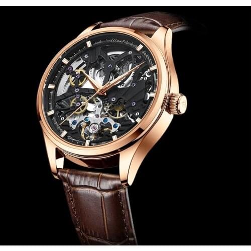 Tourbillon Hollow Man Watch Luminous Stainless Steel Men Sport Waterproof Fully Automatic Mens Mechanical Watches AILANG 8607G