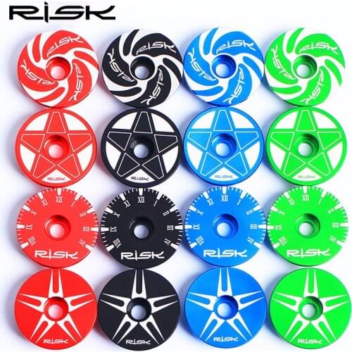 RISK Colorful CNC Aluminum Bicycle Headset Cap For Mountain Road Bike 1 1/8" (28.6mm) Steerer Fork Headset Stem Top Cap 9.2g/pcs