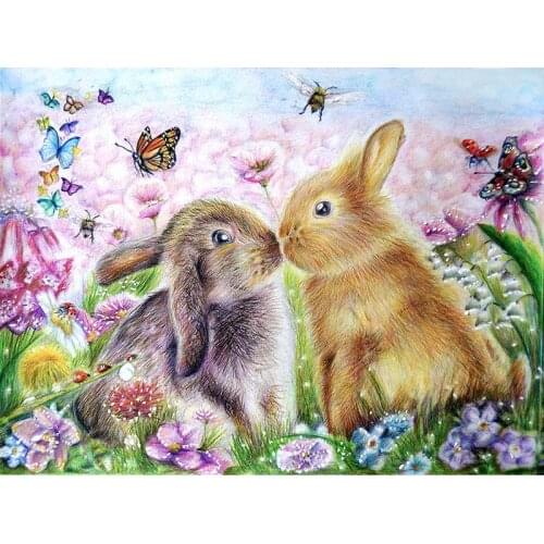 GATYZTORY Oil Painting By Number Kits Rabbit Zero-Based Handpainted On Canvas Animal Color By Number Home Wall Art Decor