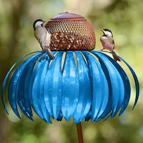 Colored Outdoor Park Wild Birds Feeder Sensation Pink Coneflower Birds Feeder Outdoor Flower Bird Feeder Wild Ground Bird Feeder