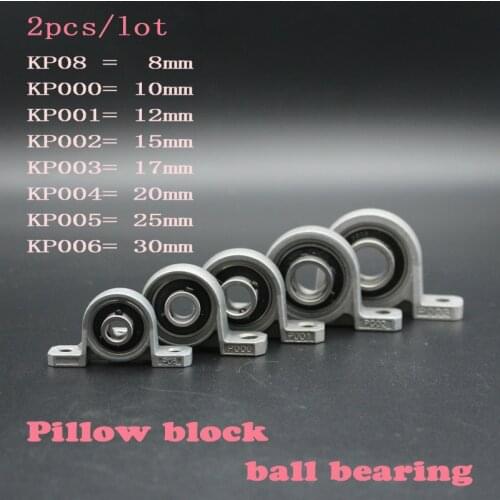 KP08 KP000 KP001 KP002 KP003 KP004 KP005 KP006 Zinc Alloy Diameter Bore Ball Bearing Pillow Block Mounted Support 2pcs/lot