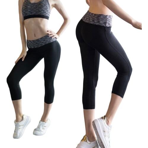 COLORFUL SERIES Womens Yoga Pants 3/4 Length High elasticity Waist Yoga Gym Leggings Fitness Stretch Sport 7 point Pants