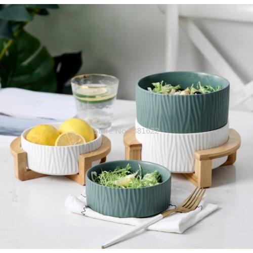Nordic tree pattern creative salad bowl instant noodle bowl fruit dessert bowl household ceramic tableware set