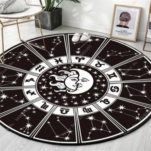 Round Carpet Constellation Astrolabe Printed Soft Carpets for Living Room Anti-slip Rug Chair Floor Mat for Home Decor Kids Room