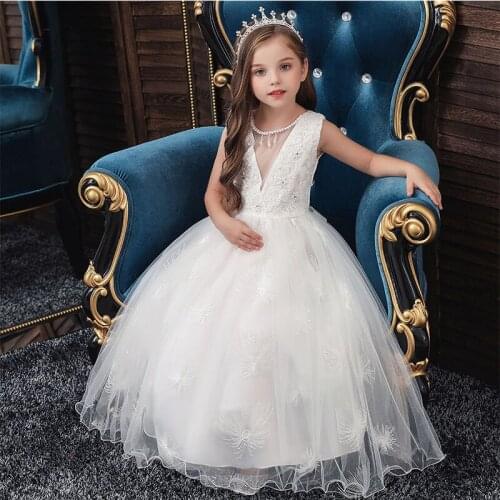 2021 New Girls Wedding Kids Dresses For Girl Party Dress Lace Princess Summer Teenage Children Princess Bridesmaid Dress