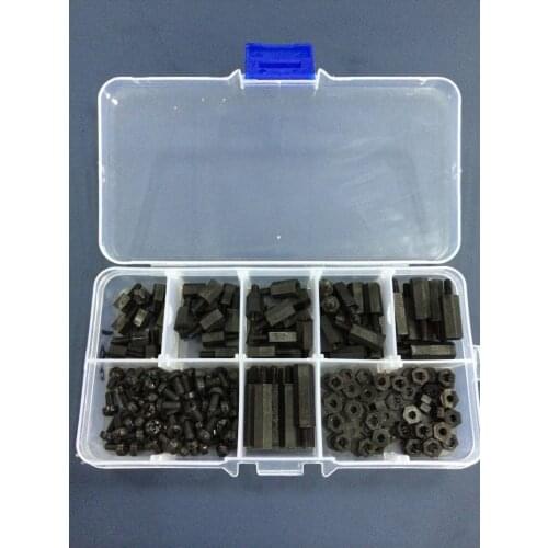 M3 Nylon Male-female Hex Spacers Screw Nut Stand-off Plastic Assortment Kit 180pc Black