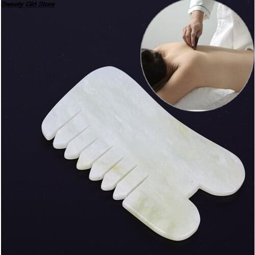 Massage Scalp Hair Combs Natural Jade Stone Guasha Gua Sha Board Comb Shape Massage Hand Massager Relaxation Comb Health Care