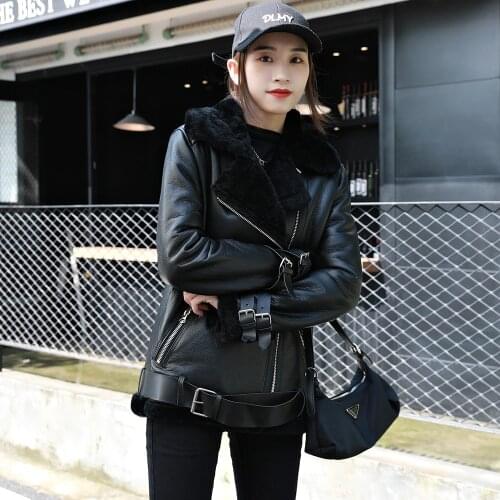 Fashion Shearling Fur Coat Winter 100% Sheepskin Jacket Women Shearling Jackets Female Clothing Ladies Skin Coat Drop Shipping