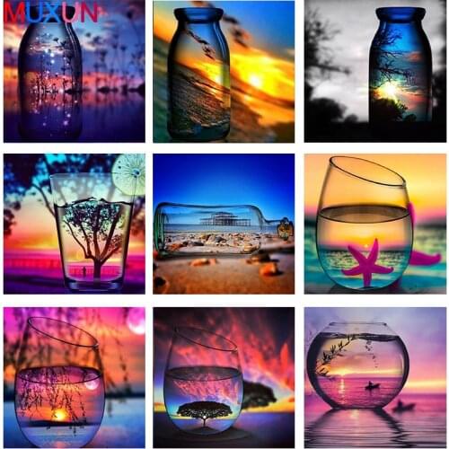 Muxun 5D Diamond Painting Full Square Scenery Diamond Embroidery Sale Landscape Rhinestones Pictures Diamond Mosaic Bottle Rp492