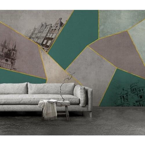 Bacaz 8D Papel Mural Gold Line Texture Geometry Marble 3d Green Wallpaper Mural 3D Wall paper Photo Murals for Sofa Backgroun