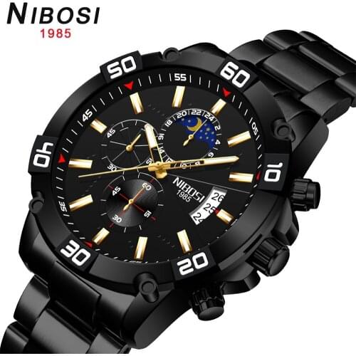 NIBOSI New Arrival 2021 Men Watches Top Brand Luxury Wrist Watch Chronograph Fashion Quartz Watch Men Clock Reloj Hombre