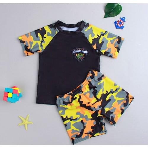 New Boys' Split Camouflage Comfortable High Elastic Childrens Hot Spring Resort Swimsuit