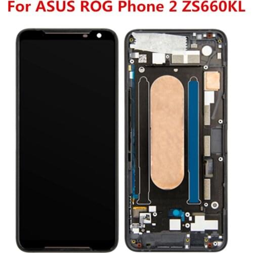 Original For ASUS ROG Phone 2 Phone2 PhoneⅡ ZS660KL LCD Display With Frame+Touch Screen Digitizer Assembly Replacement Glass